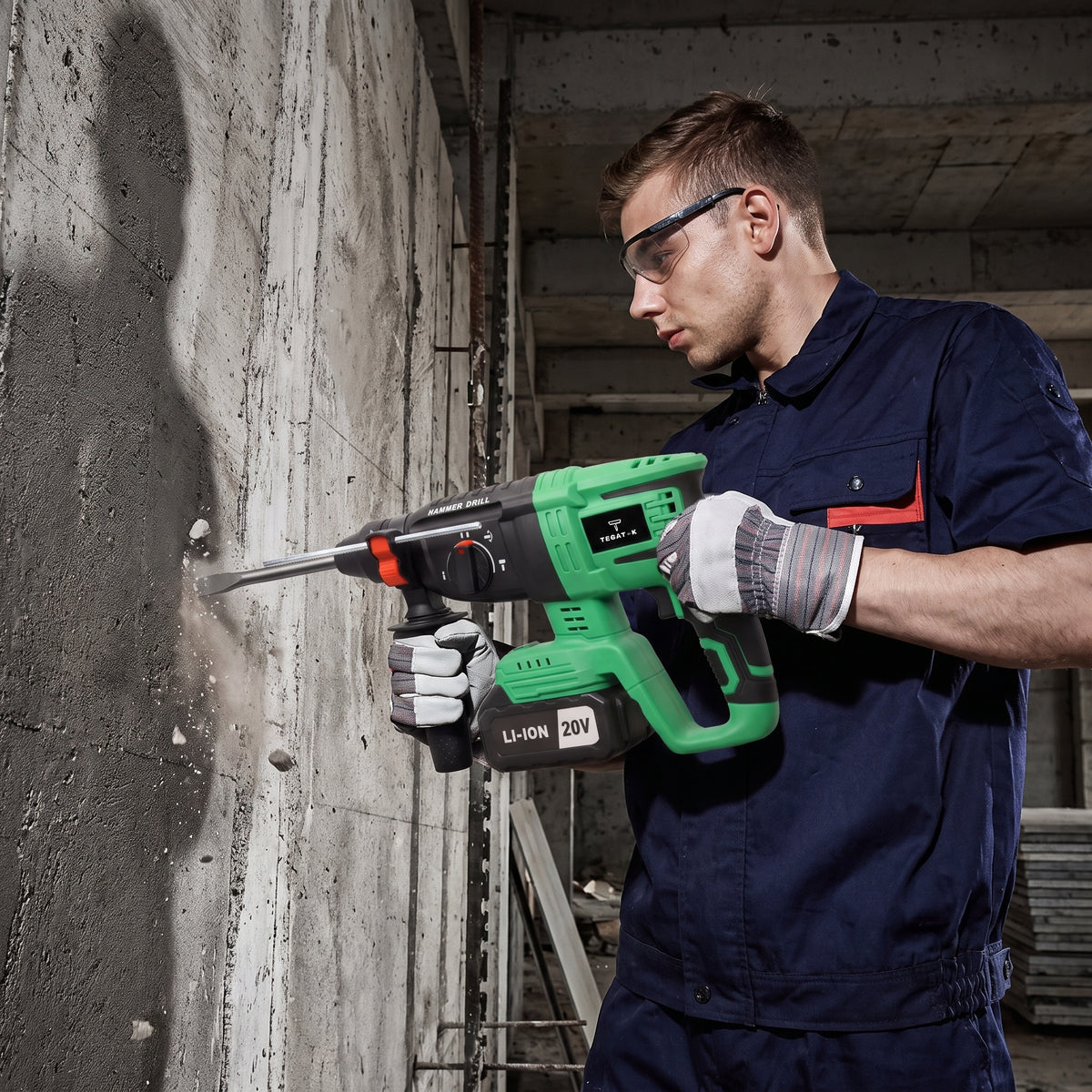 20V Brushless Cordless Rotary Hammer Drill – 3-Mode Heavy Duty Electric Hammer with Dual Battery Kit & Fast Charger