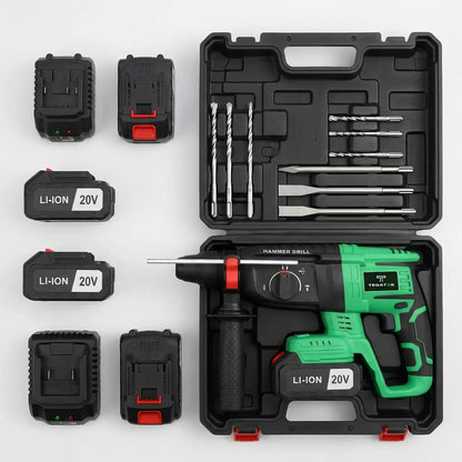 20V Brushless Cordless Rotary Hammer Drill – 3-Mode Heavy Duty Electric Hammer with Dual Battery Kit & Fast Charger
